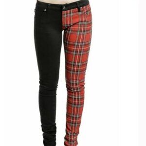 Royal Bones Split Personality Plaid Punk Jeans Size 9 EUC